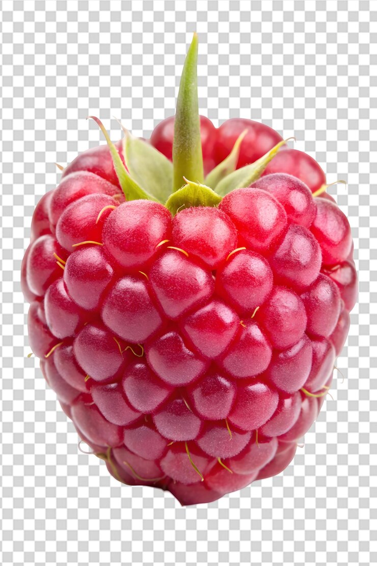 PSD a raspberry that is in a transparent glass