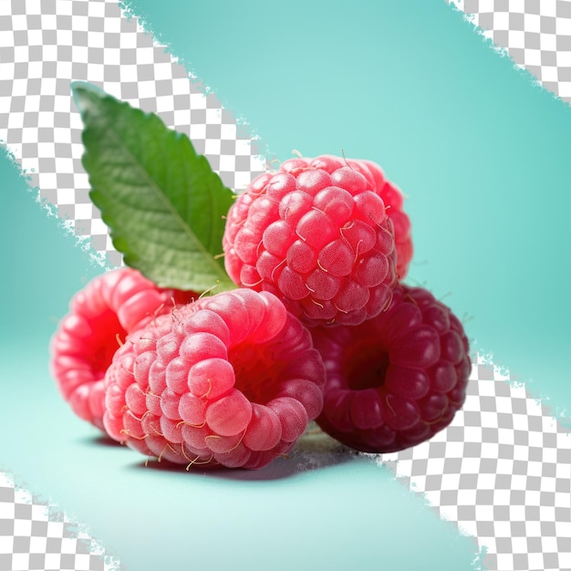 PSD raspberry on a transparent background in close up