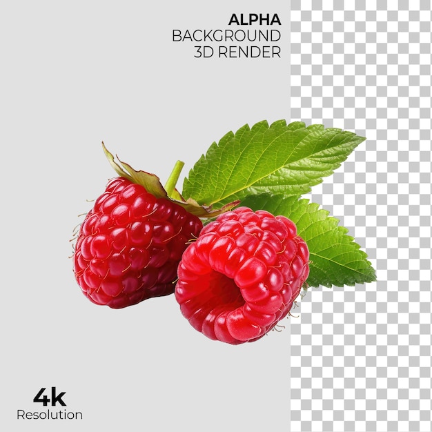 PSD raspberry on transparent background