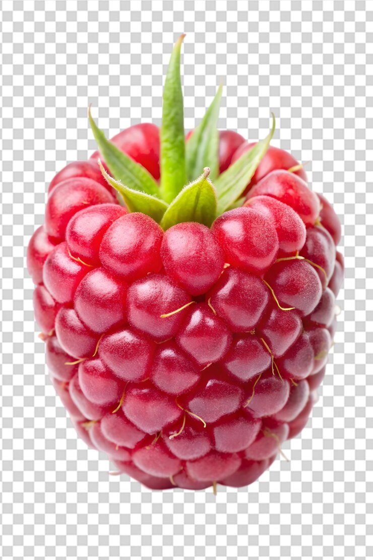 PSD a raspberry with a green stem and green stem