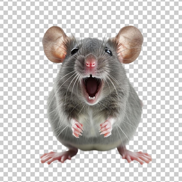 PSD rat standing with two feet isolated on transparent background