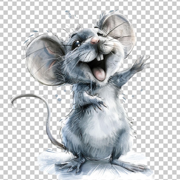 PSD rat standing with two feet isolated on transparent background