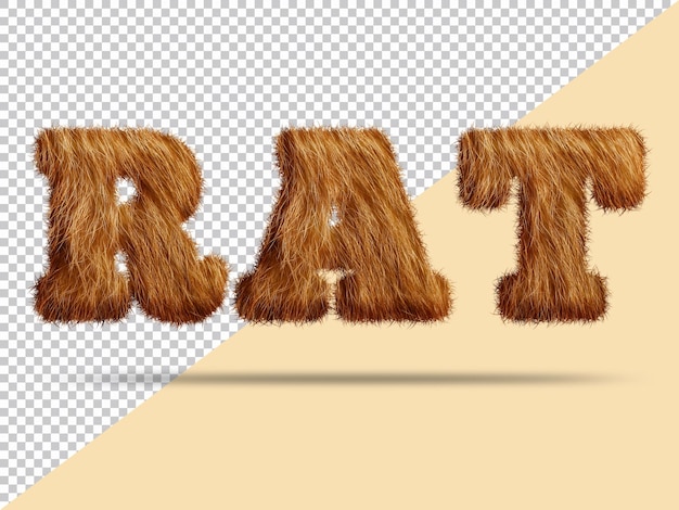 Rat text with realistic 3d fur