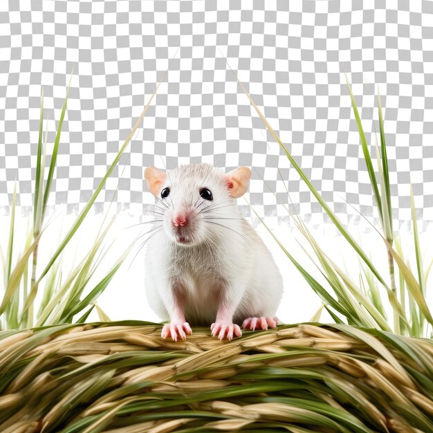 PSD rat in thai rice fields isolated on transparent background