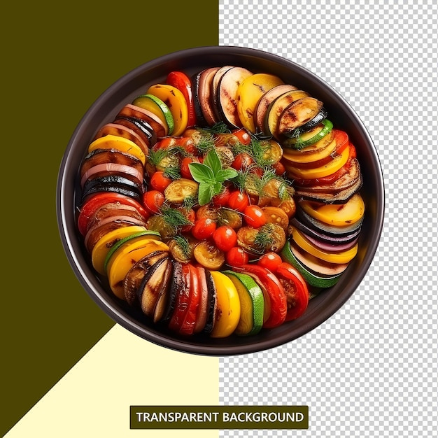 PSD a ratatouille beautifully and elegantly presented on a transparent background