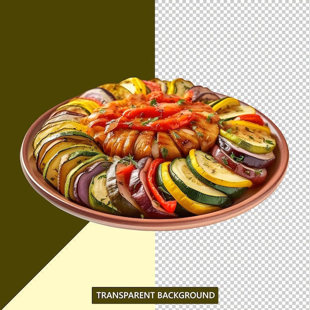 PSD a ratatouille beautifully and elegantly presented on a transparent background