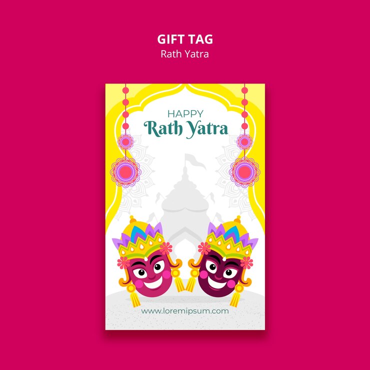 PSD rath yatra celebration gift tag template