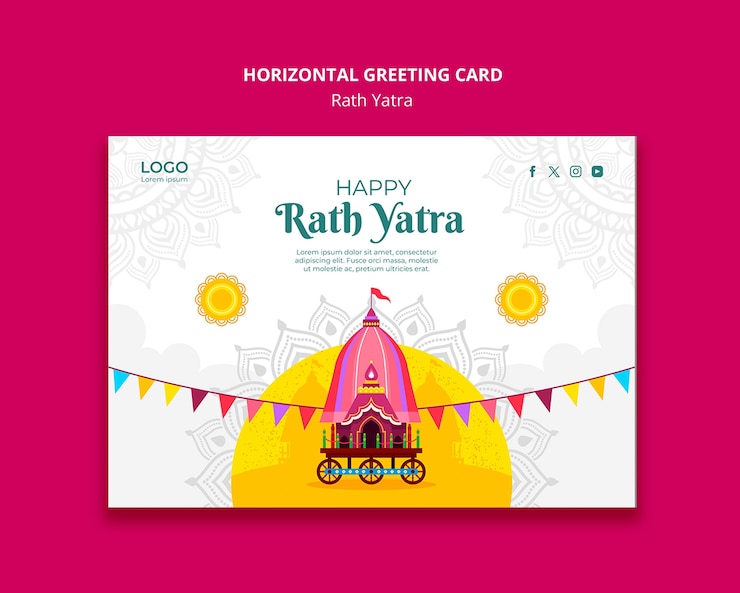 PSD rath yatra celebration greeting card template