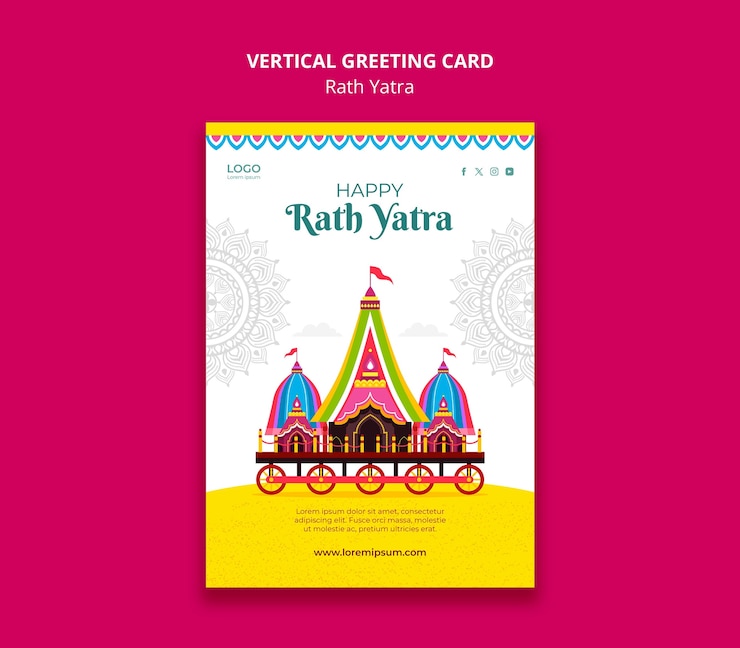 PSD rath yatra celebration greeting card template