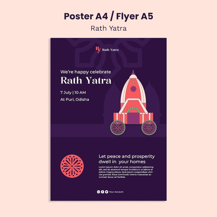 PSD rath yatra flyer template design