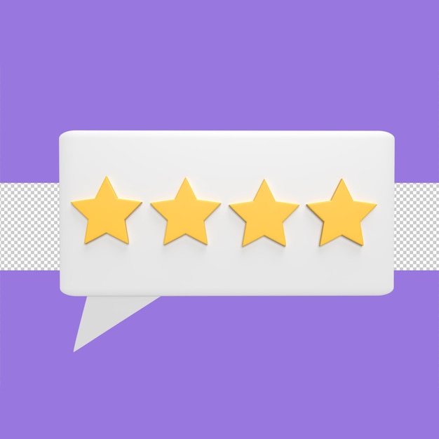 Rating four star 3d icon model cartoon style concept render illustration