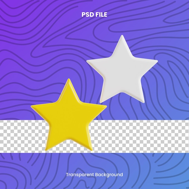 PSD rating star 3d render icon illustration psd file transparent background