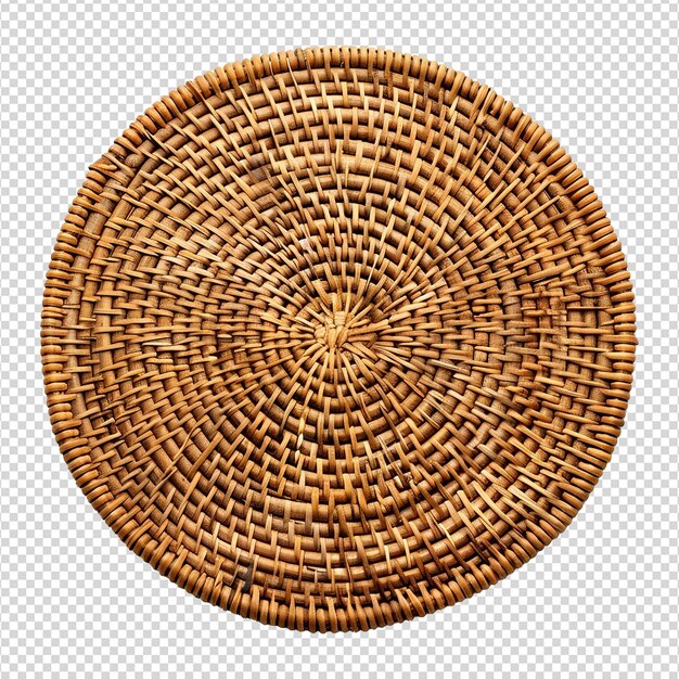 PSD rattan placemat isolated on transparent background