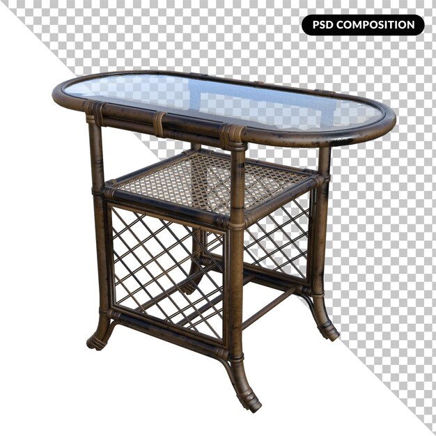 PSD rattan table isolated 3d