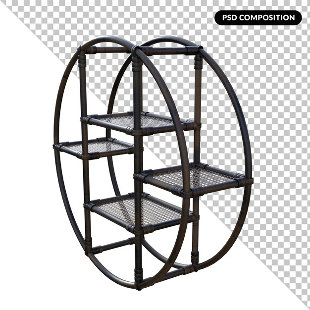 PSD rattan wallrack isolated 3d