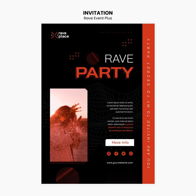 Modello di invito a un evento rave