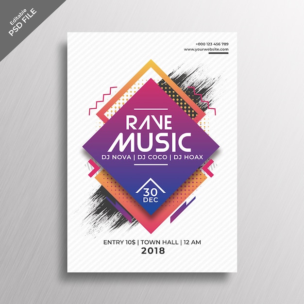 PSD rave music cover mockup