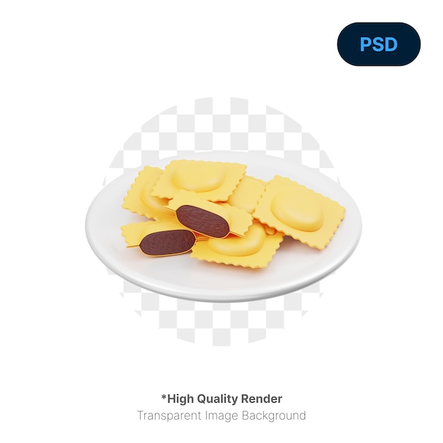 PSD ravioli 3d-pictogram premium psd