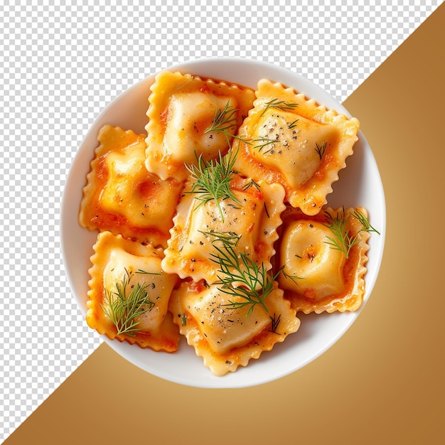 PSD ravioli pasta isolated on white background