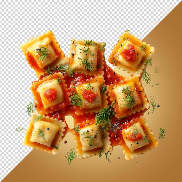 PSD ravioli pasta isolated on white background