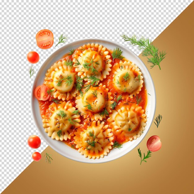 PSD ravioli pasta isolated on white background