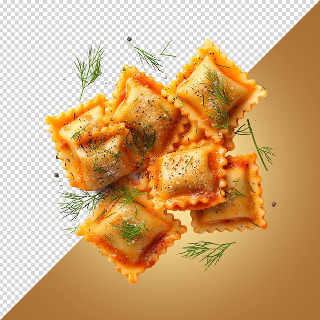 PSD ravioli pasta isolated on white background