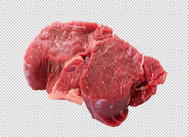 透明な背景の生牛肉