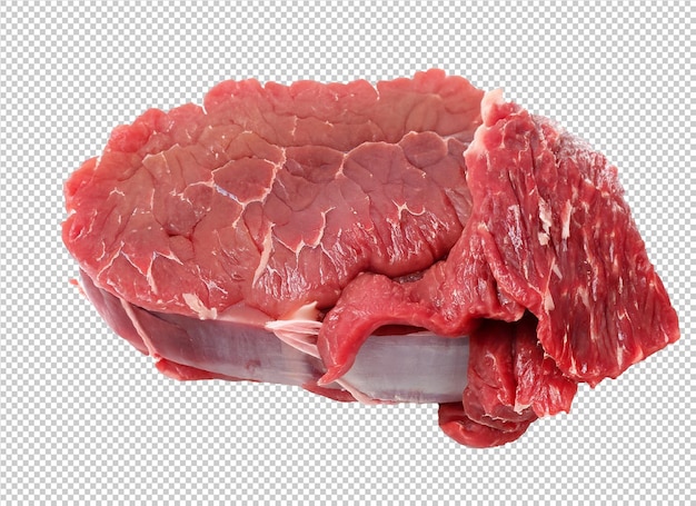 透明な背景の生牛肉