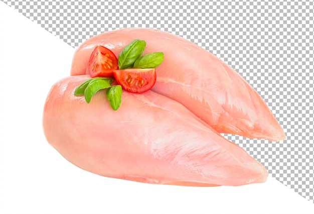 PSD raw chicken breast fillet isolated on white