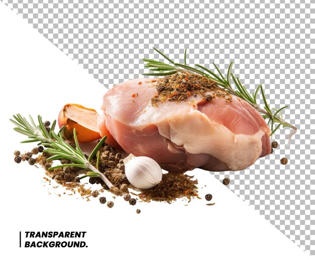 PSD raw chicken fillets close up on white