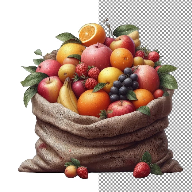 PSD raw fruit medley on bagpng