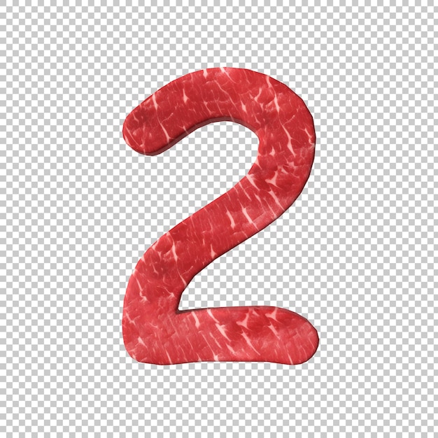 raw meat alphabet on transparent background