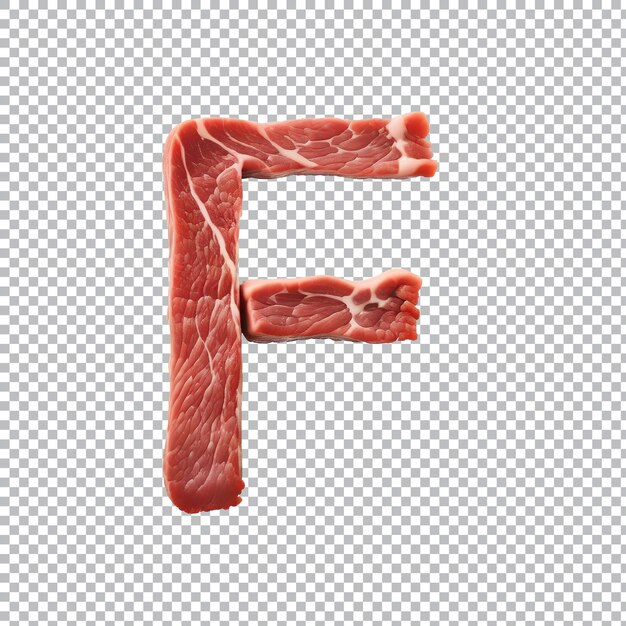 PSD raw meat alphabet on transparent background