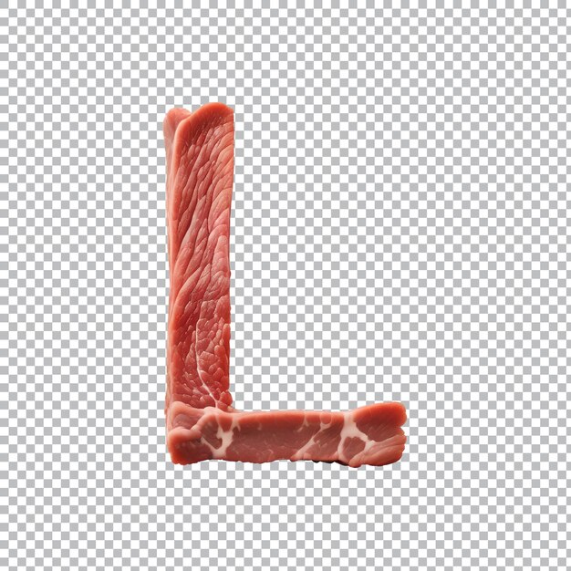 Raw meat alphabet on transparent background