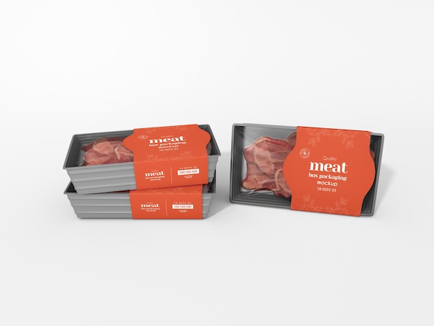 PSD raw meat tray box packaging mockup