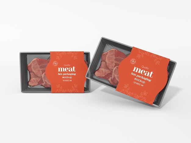 Raw meat tray box packaging mockup