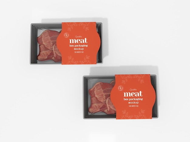 Raw meat tray box packaging mockup