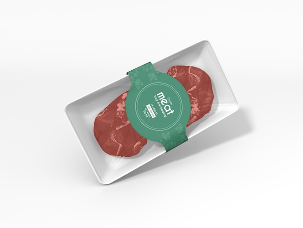 Raw meat tray box packaging mockup