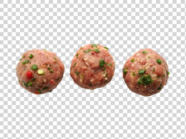 PSD raw meatballs isolated on transparent background