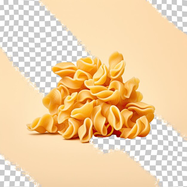 Raw pasta curls on transparent background