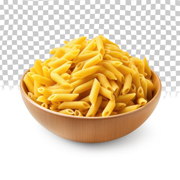 PSD raw penne rigate uncooked italian pasta isolated on transparent background clipping path full de