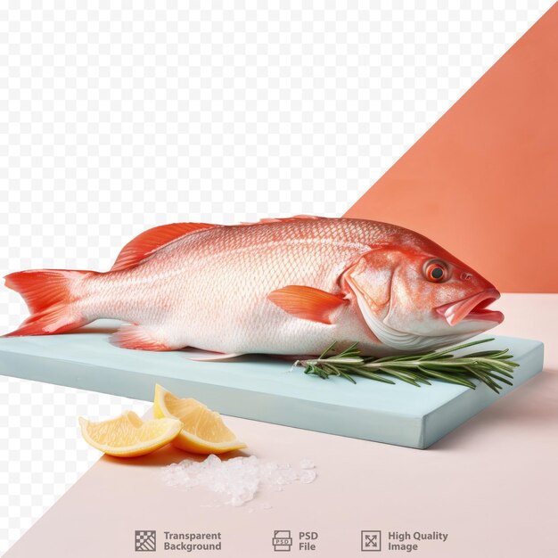 PSD raw red seabass on counter