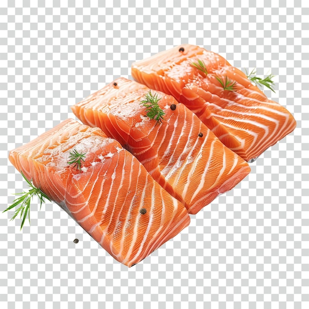 Raw salmon meat transparent background