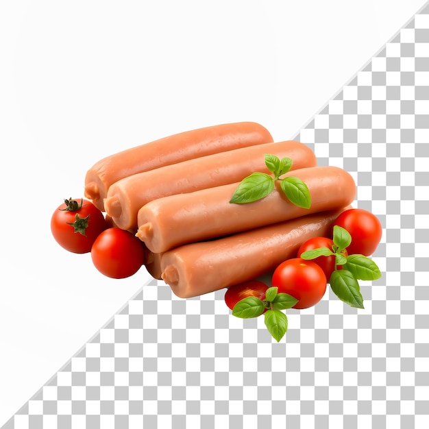 토마토와 바질 프리미엄 psd와 함께 생 소시지