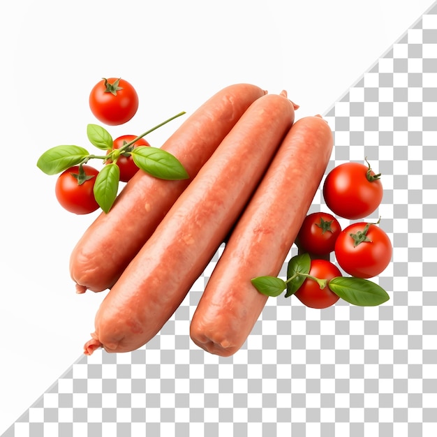 토마토와 바질 프리미엄 psd와 함께 생 소시지