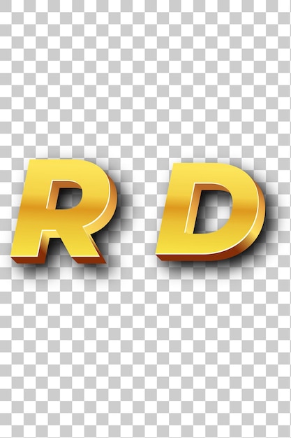 Iconica dorata del logo rd sullo sfondo bianco isolato trasparente