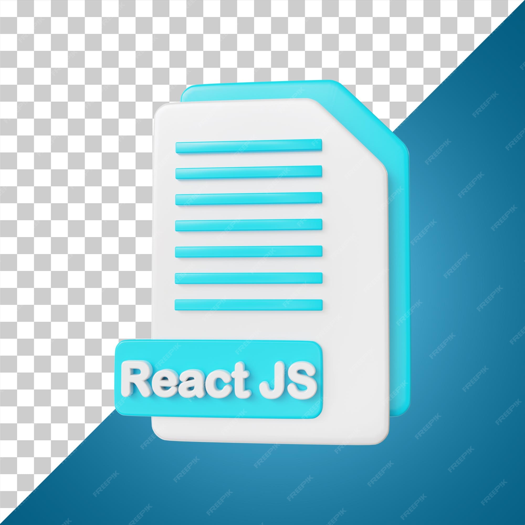Premium PSD | React js document file format 3d rendering