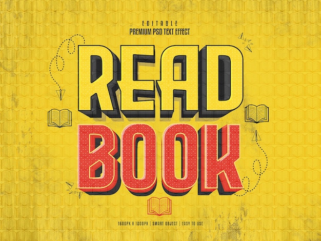 PSD read book fully editable text effect