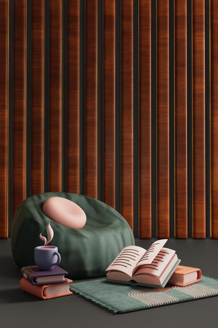 PSD reading still life 3d illustration