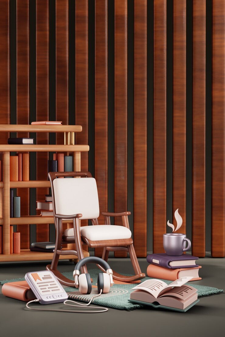 PSD reading still life 3d illustration